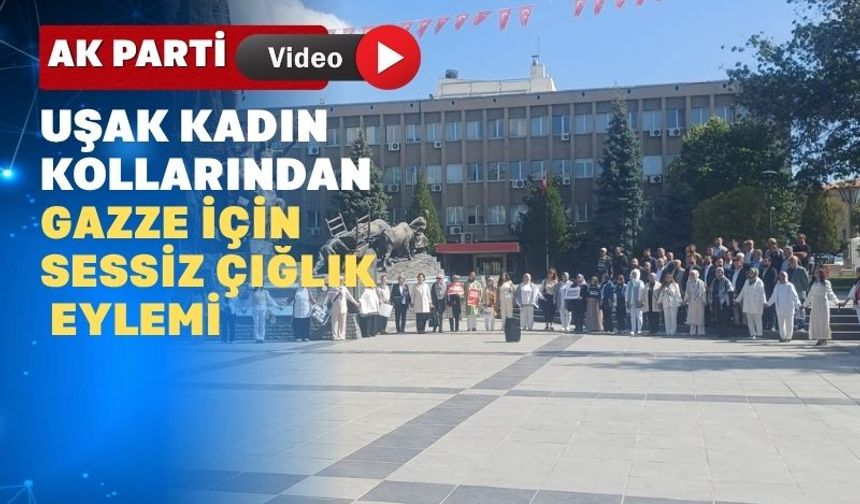 Uşaklı AK Kadınlar Gazze için İnsan Zinciri Oluşturdu