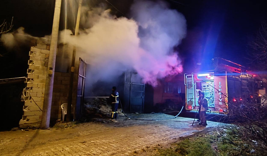 Banaz'da Samanlık Yangını: 5 Küçükbaş Hayvan Telef Oldu