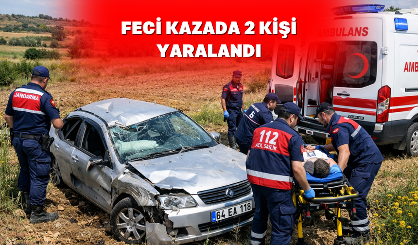 Uşak'ta kontrolden çıkan otomobil devrildi