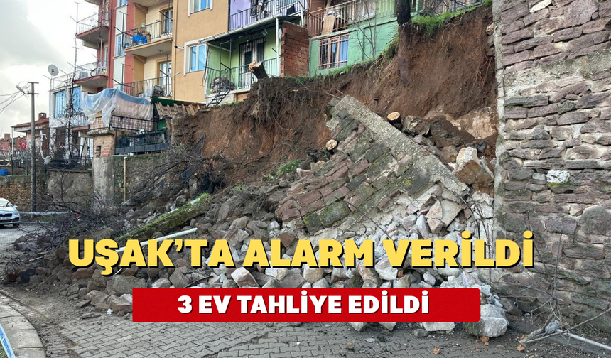 Uşak'ta heyelan yaşandı: istinat duvarı çöktü