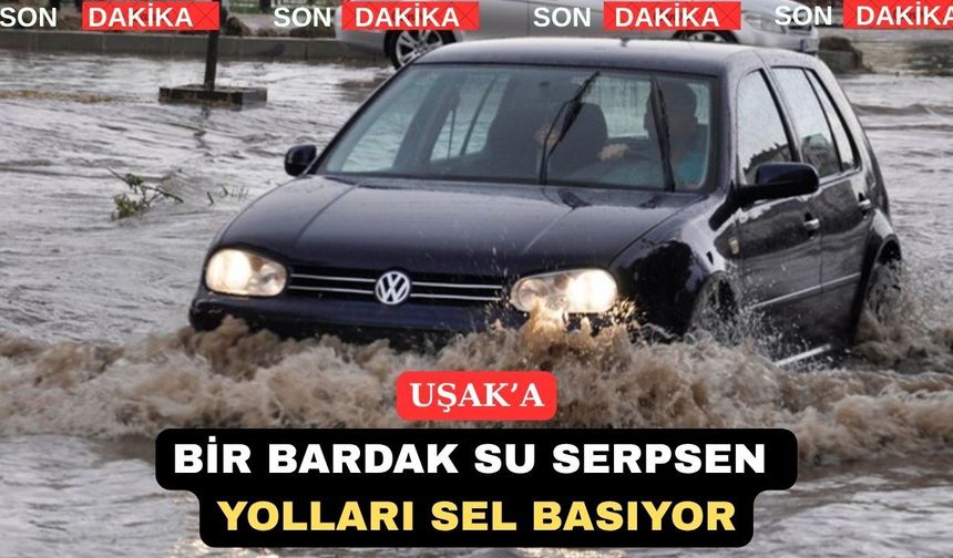Uşak Bölme Yolunu Yarım saatlik Yağmurda Sel Bastı