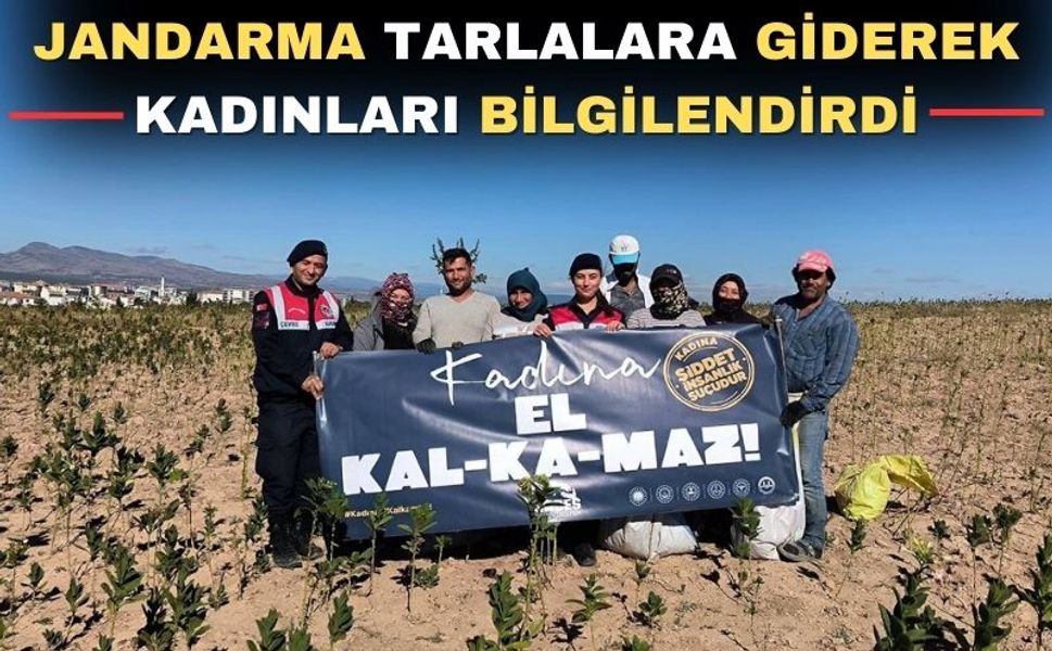 Uşak jandarması tarlada çalışan kadınları bilgilendirdi