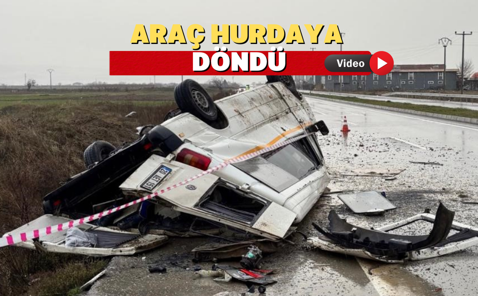 Uşak-Denizli yolunda taklalar atan araç kağıt gibi ezildi