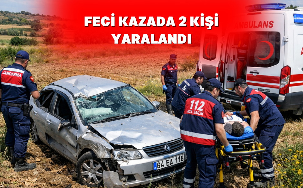 Uşak'ta kontrolden çıkan otomobil devrildi