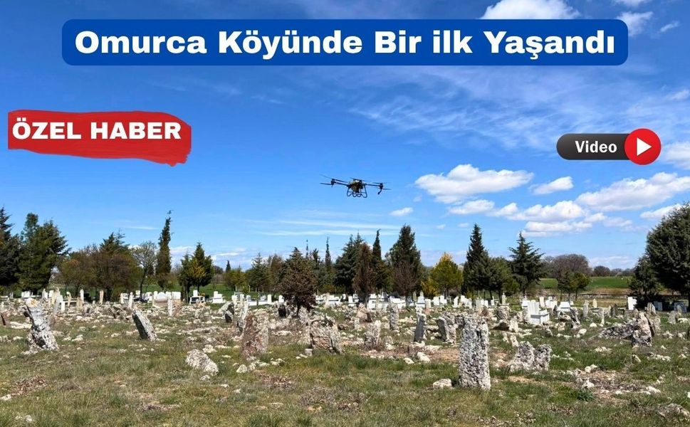 Uşak’ta ilk kez köy mezarlığı dron ile ilaçlandı