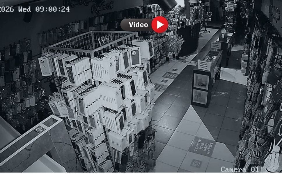 Korku dolu anlar işyeri kamerasına yansıdı