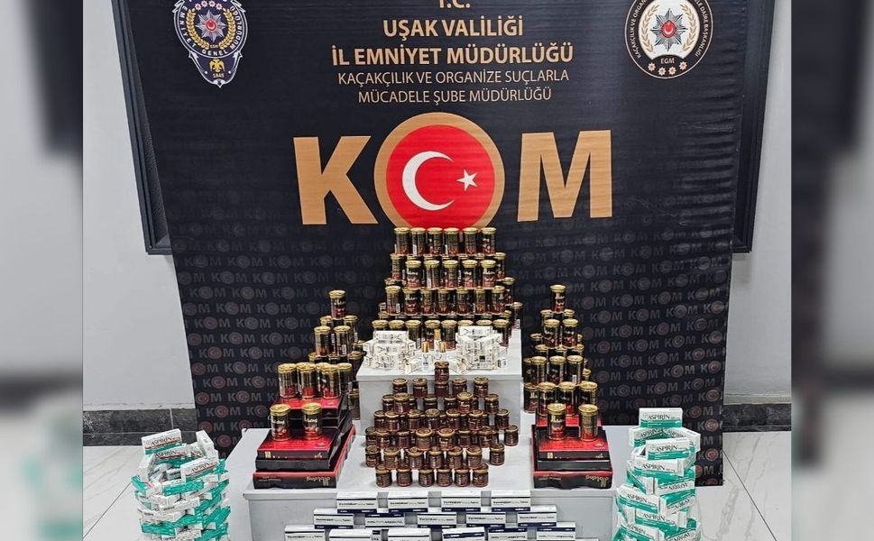 Uşak’ta çok sayıda kaçak ürün ele geçirildi