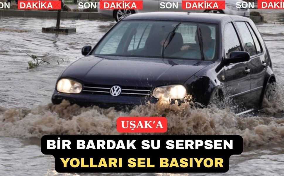 Uşak Bölme Yolunu Yarım saatlik Yağmurda Sel Bastı
