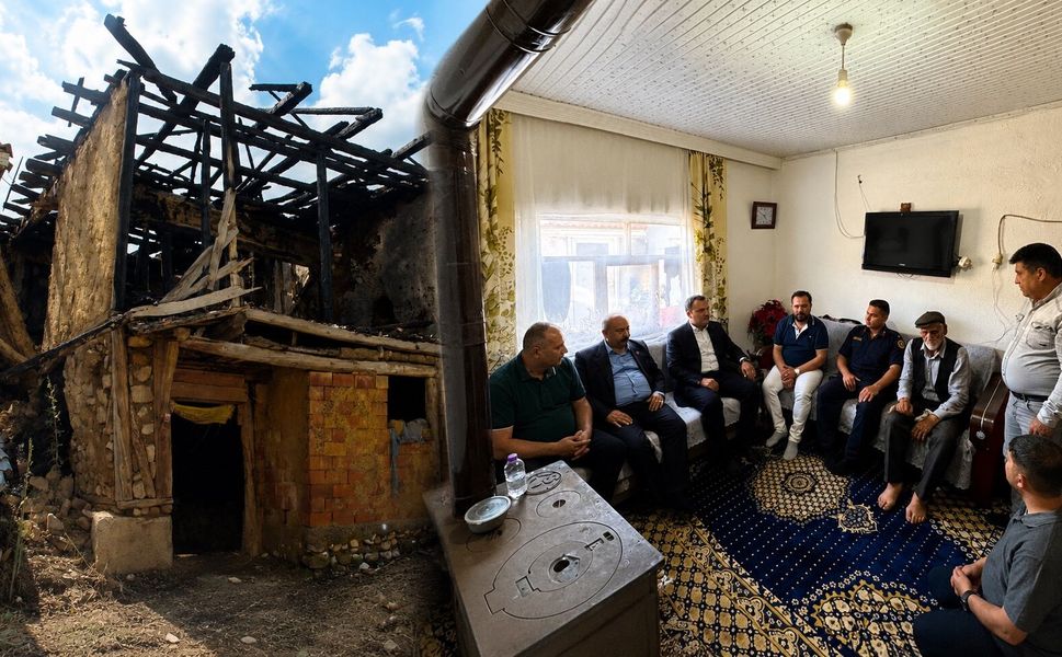 Banaz Kaymakamı Musa Kazım Çelik'ten Yangınzede Aileye Ziyaret