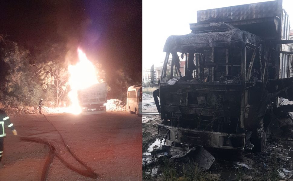 Uşak'ta Malzeme Yüklü Kamyon Küle Döndü