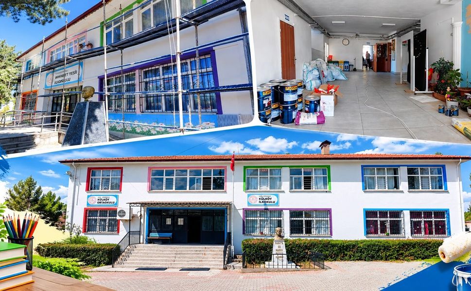 Karahallı Kaymakamlığı koordinesinde 4 Okulda Boya ve Tadilat Çalışması Yapıldı
