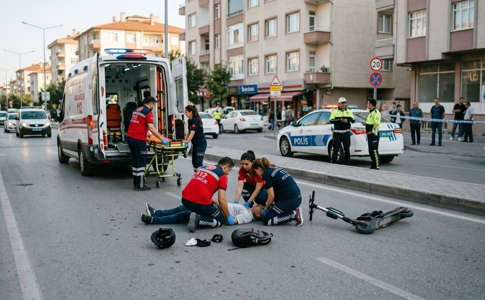 Uşak’ta elektrikli scooter sürücüsü ağır yaralandı