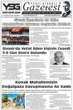 Yeşil Sivaslı Gazetesi 2441 Sayılı Gazetesi