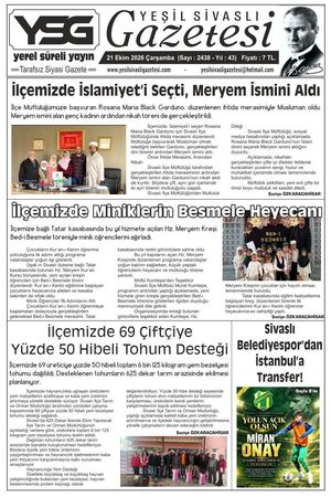Yeşil Sivaslı Gazetesi 2438 Sayılı Gazetesi