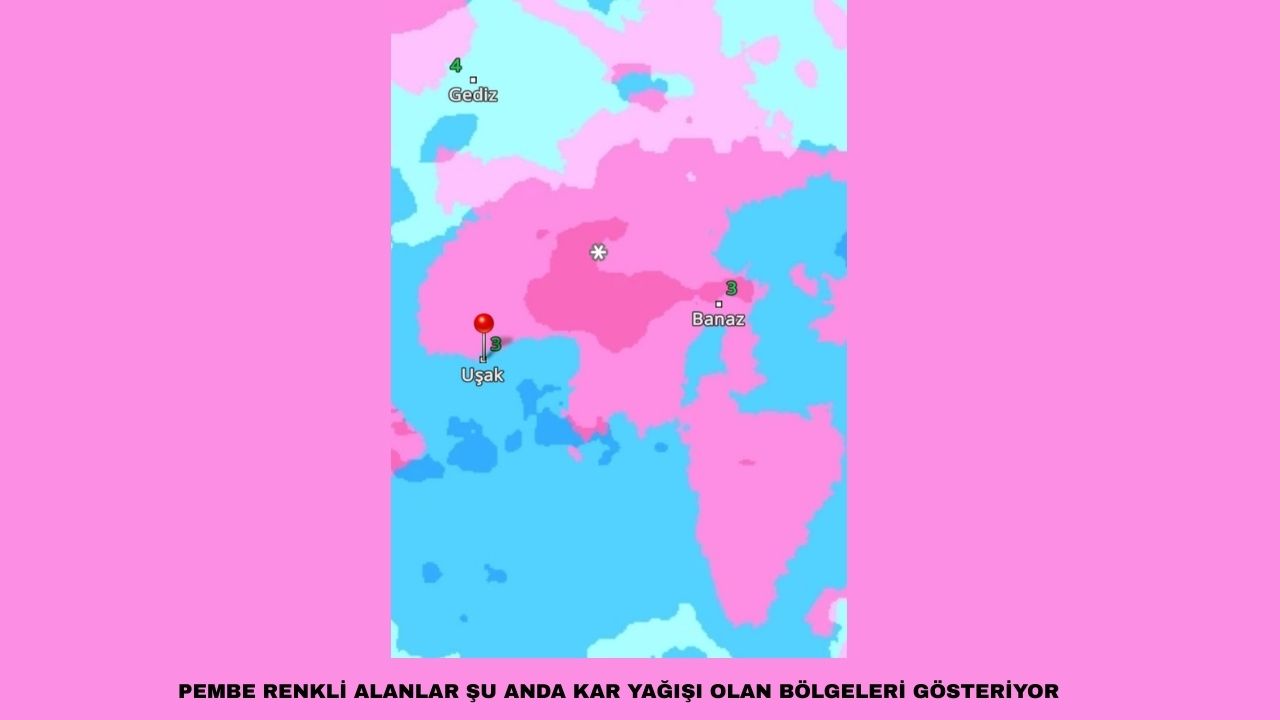 Pembe Renkli̇ Alanlar Şu Anda Kar Yağişi Olna Bölgeleri̇ Gösteri̇yor