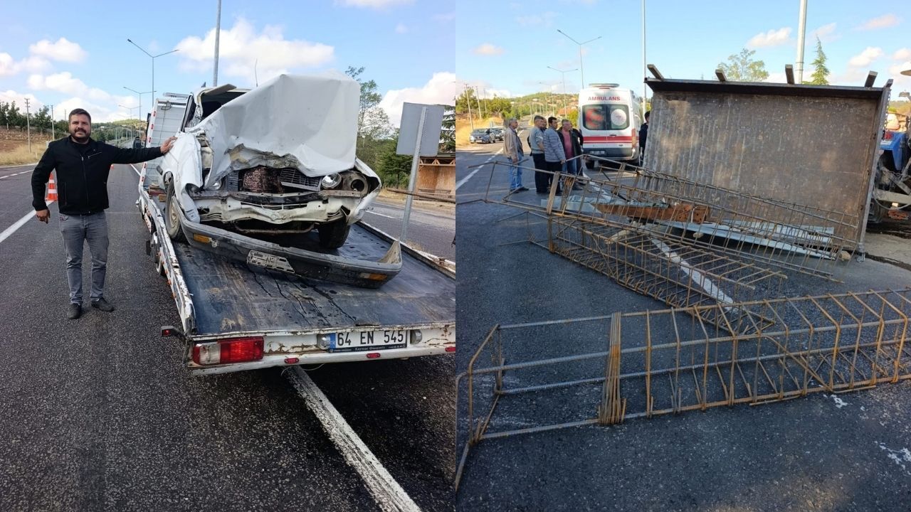 Uşak’ta Traktör ve Otomobil çarpıştı: 1 yaralı