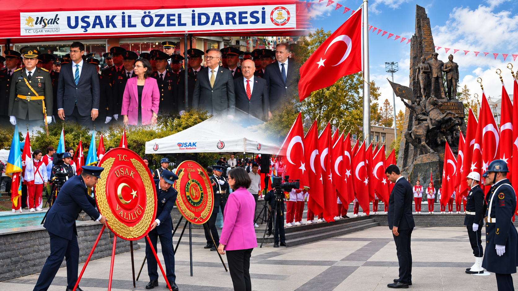 Uşak’ta Cumhuriyet Bayramı Kutlamaları Çelenk Töreniyle Başladı